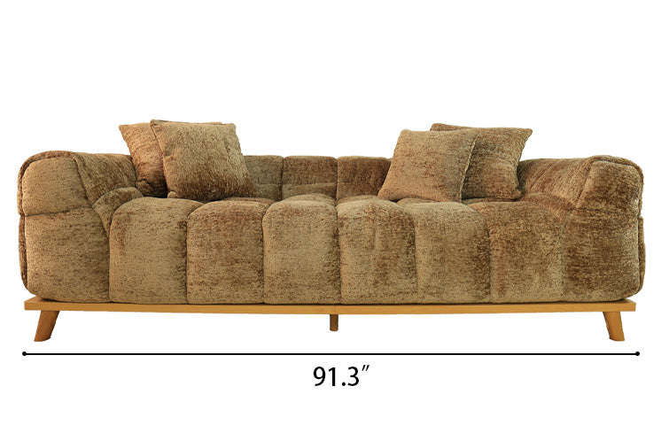 San Marino 3 Seater Cloud Fabric Sofa-brown