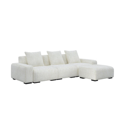 HyPrim Lisbon Tofu 3 Seater fabric sofa with Footstool
