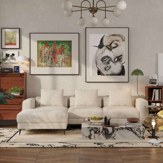 HyPrim Lisbon Minimalist sofa with footstool