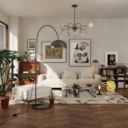 HyPrim Lisbon Minimalist sofa with footstool