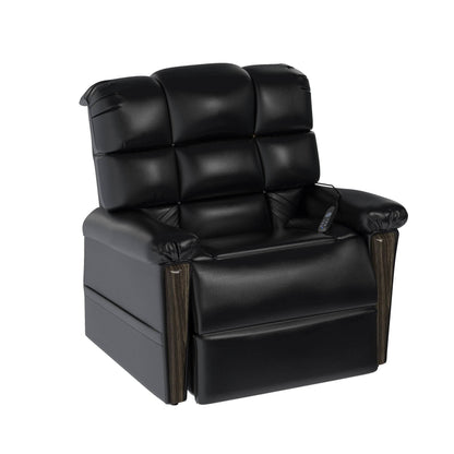 Angled view of the Naples Bread 0-Gravity Power Leather Recliner. Features premium leather upholstery, wooden accents, and ergonomic design for ultimate comfort.