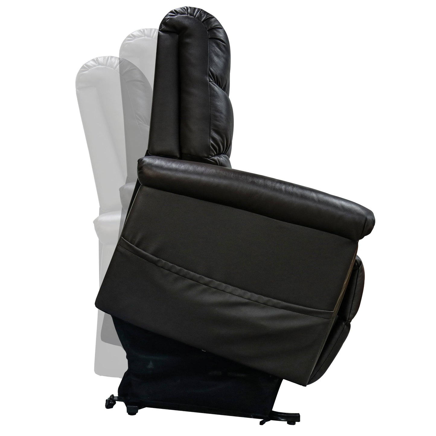 Naples Bread 0-Gravity Power Leather Recliner in lift mode. Provides effortless standing assistance with a smooth tilting mechanism.