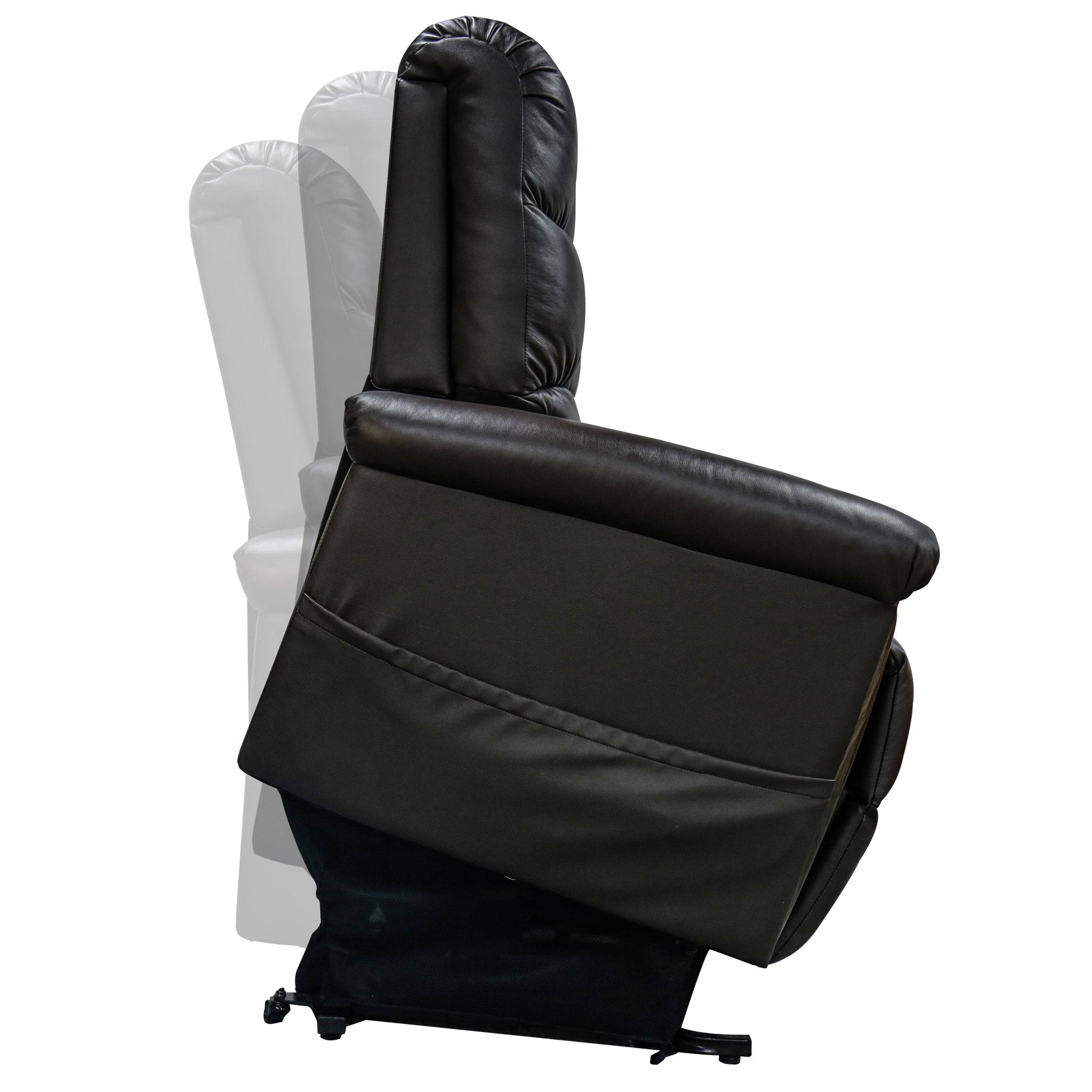 Naples Bread 0-Gravity Power Leather Recliner in lift mode. Provides effortless standing assistance with a smooth tilting mechanism.