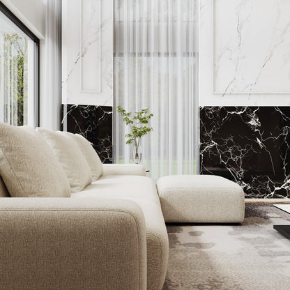 HyPrim Lisbon Tofu 3 Seater fabric sofa with Footstool