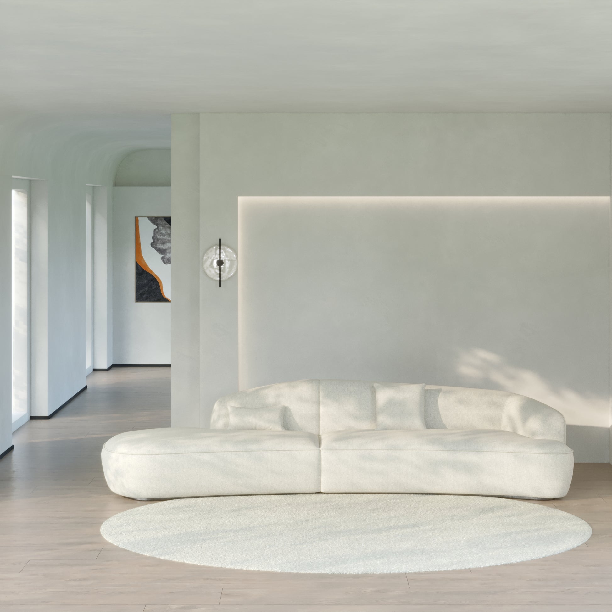 Lisbon Crescent Irregulate Fabric Sofa HyPrim Sectional Sofa