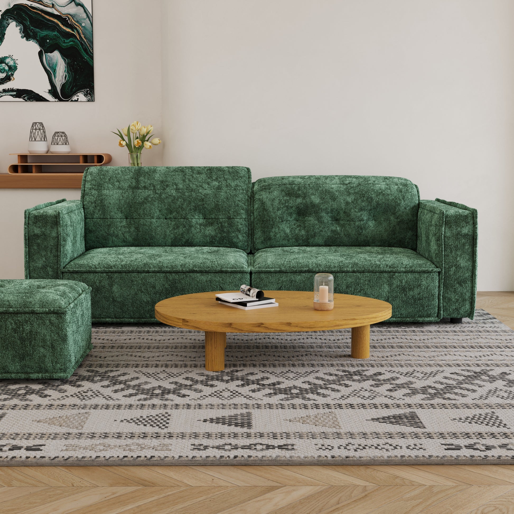 HyPrim Lisbon Audrey Olive Drab Fabric Sofa