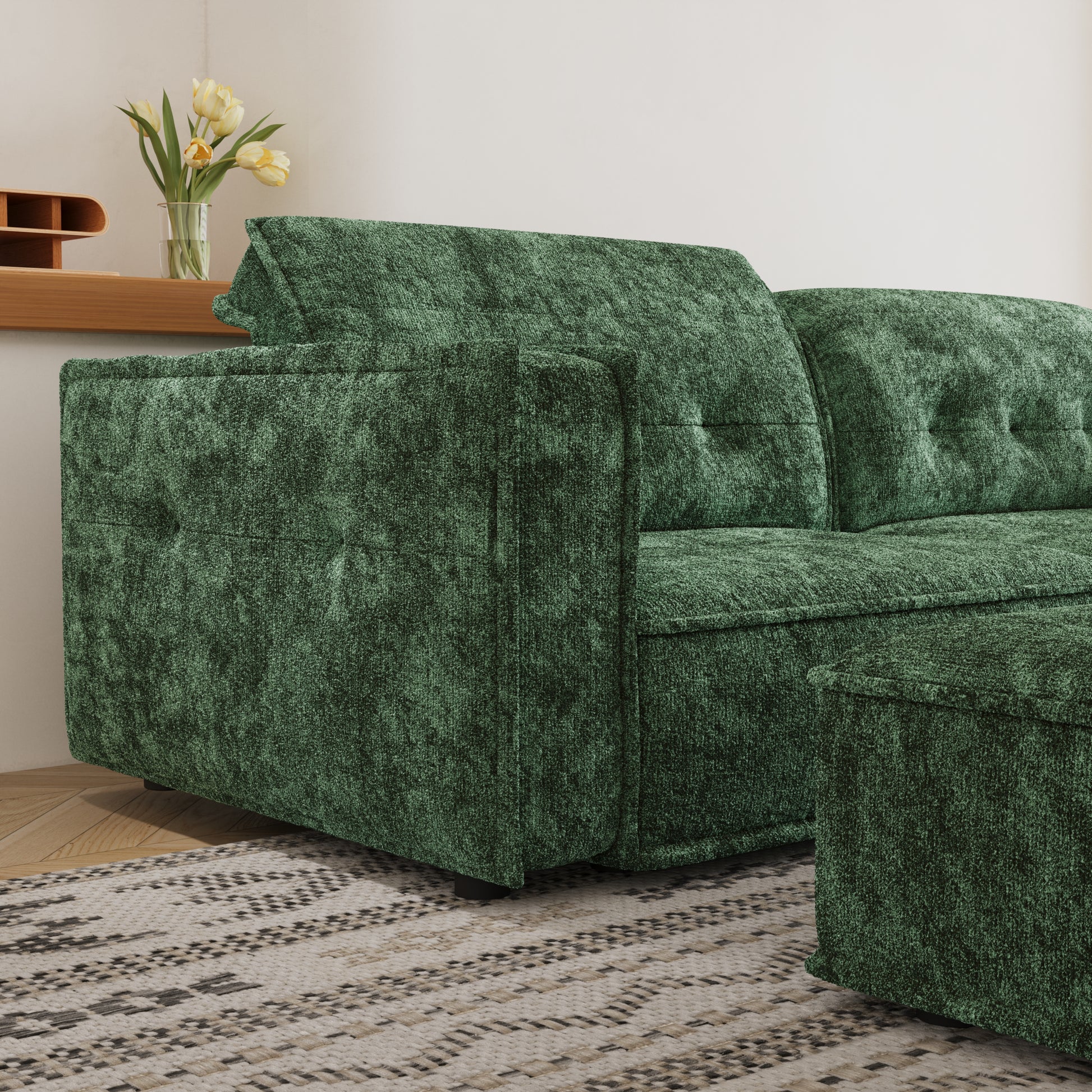 HyPrim Lisbon Audrey Olive Drab Fabric Sofa