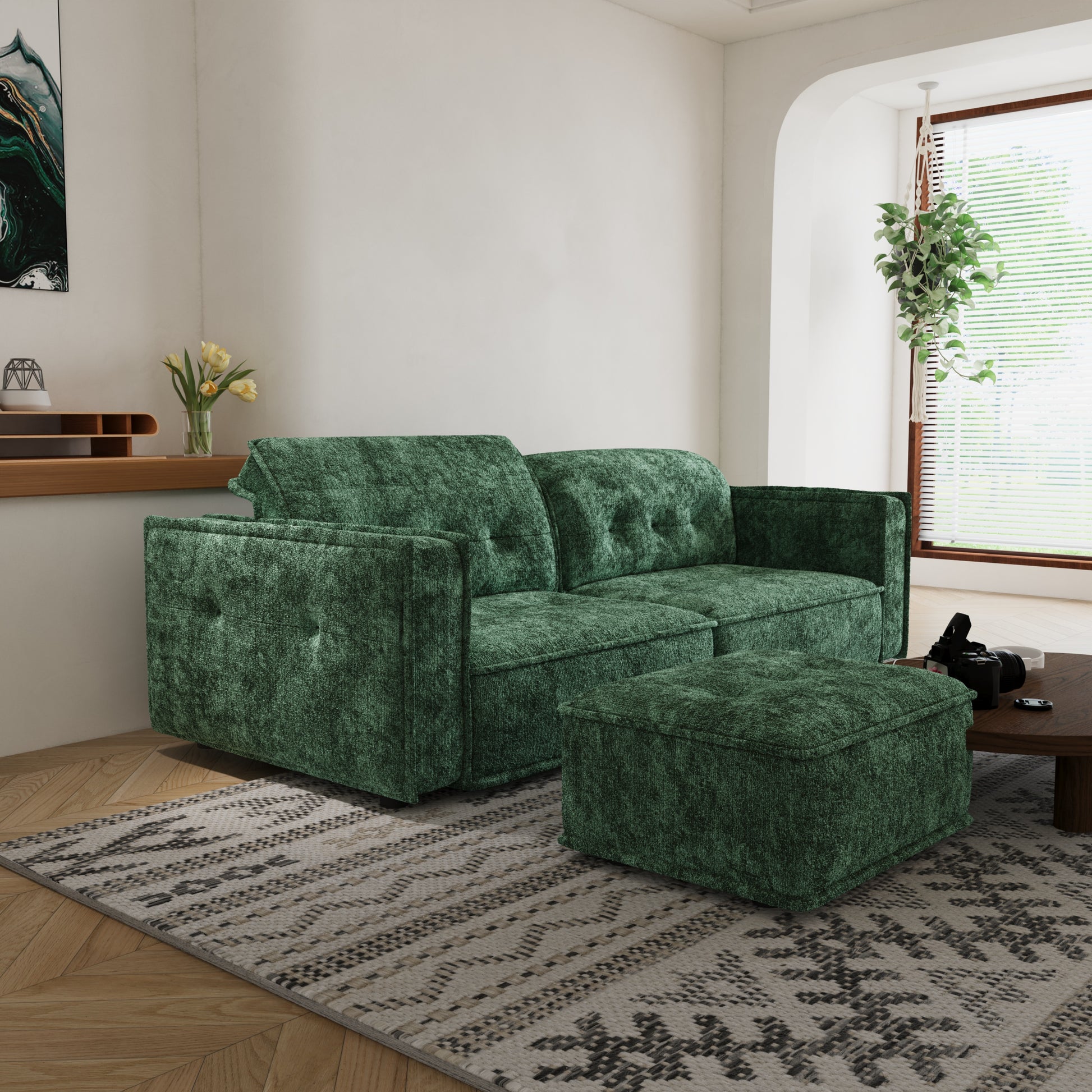 HyPrim Lisbon Audrey Olive Drab Fabric Sofa