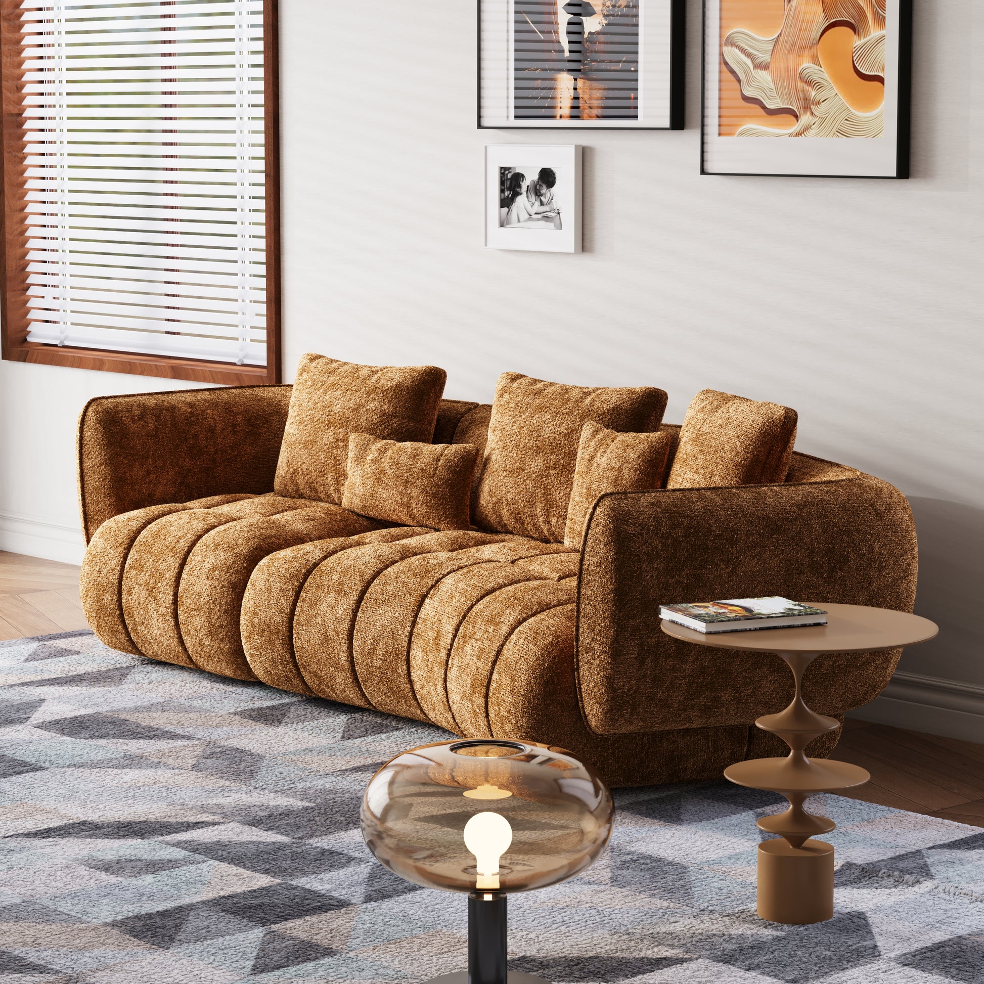 HyPrim Lisbon Claire Chocolate Fabric Loveseat