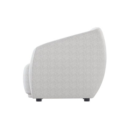 Florence Shuke Camel Fabric Chair with a modern curved design in soft camel fabric. Perfect for contemporary living spaces and cozy seating.