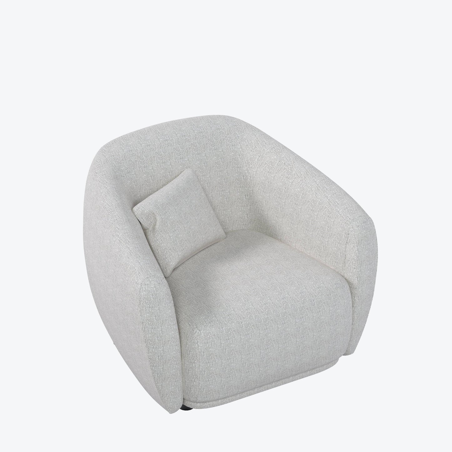 Florence Shuke Camel Fabric Chair with a modern curved design in soft camel fabric. Perfect for contemporary living spaces and cozy seating.