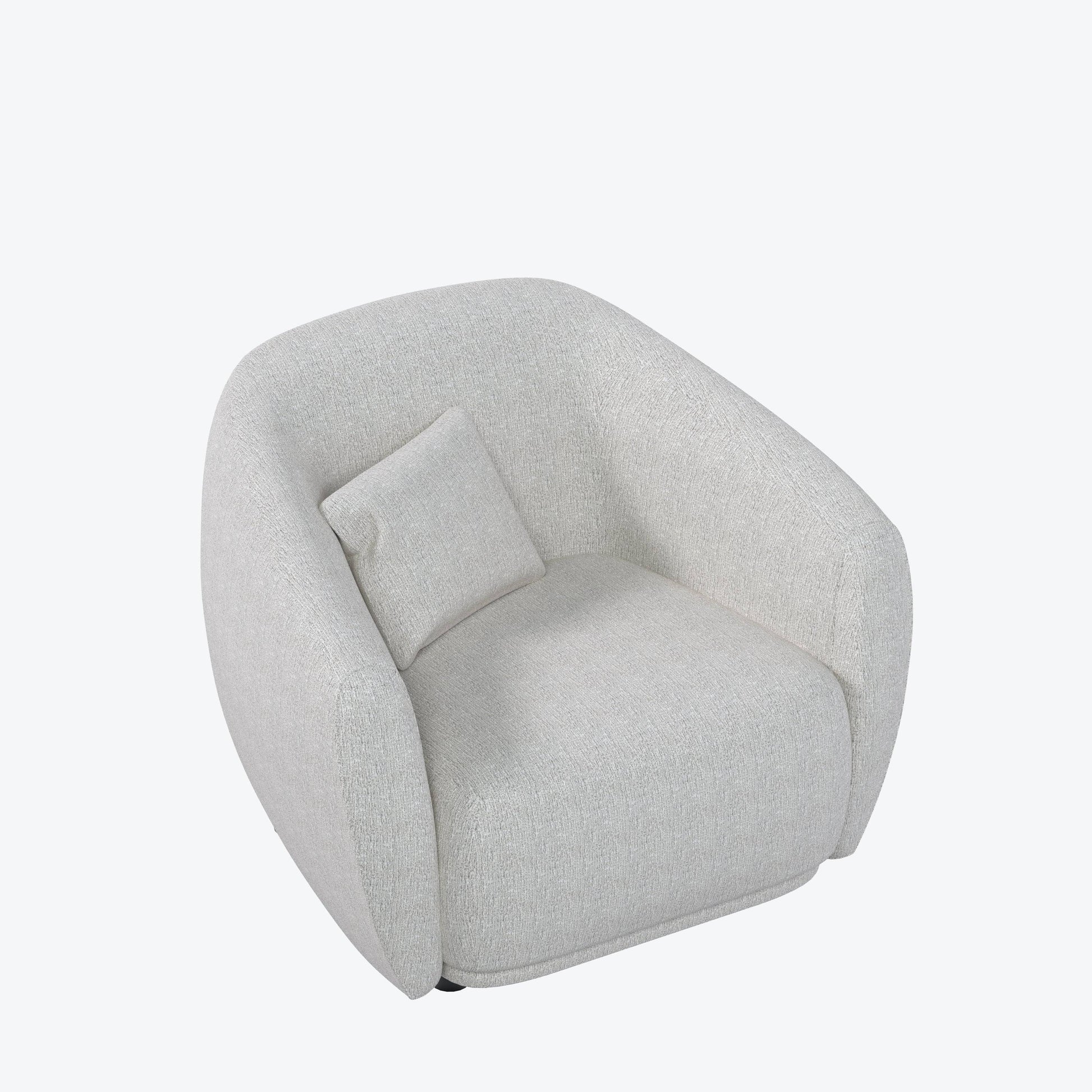 Florence Shuke Camel Fabric Chair with a modern curved design in soft camel fabric. Perfect for contemporary living spaces and cozy seating.