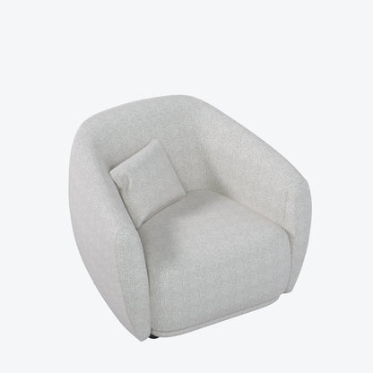 Florence Shuke Camel Fabric Chair with a modern curved design in soft camel fabric. Perfect for contemporary living spaces and cozy seating.
