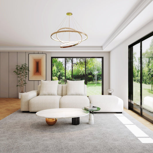 HyPrim Lisbon Open Tofu Fabric Sofa with Footstool